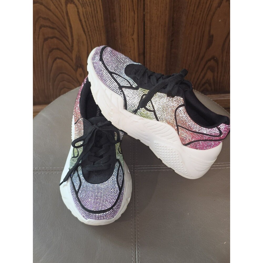 Gianni Bini Trove rainbow rhinestone sneakers chunky platform sole Size 8